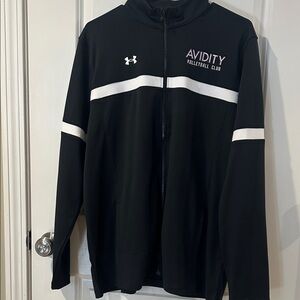 Under Armour Black Varsity Jacket with White Stripes